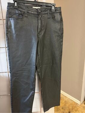 Women's Black Jeans with Coated Finish
